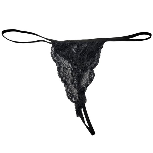 Black Lace V String Panties - Picture 1 of 3